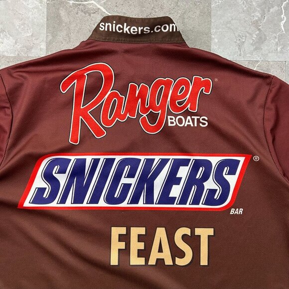 Snickers Pit Crew Shirt Mens XL Nascar Racing Jersey Ranger Boats Feast Brown - Picture 4 of 10